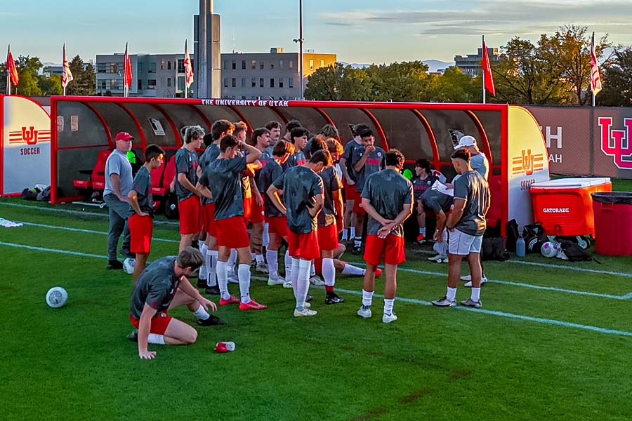 University of Utah Men's Soccer Team Huddle